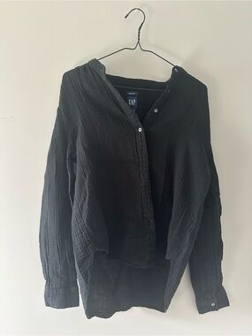 GAP Black Textured Button-Down Shirt